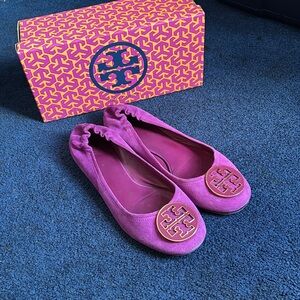 Tory Burch purple suede REVA flats * sz 10.5 *